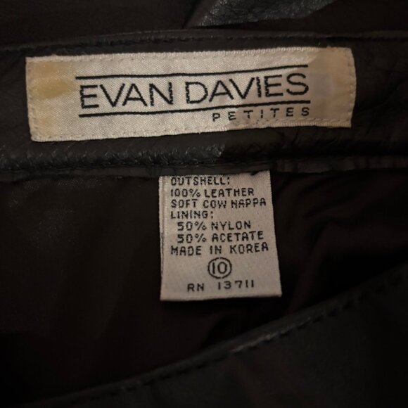 Evan Davies Vintage Leather Skirt pencil Petite 80s 90s black high waist 10P - Picture 2 of 14